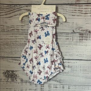 NWT Milkberry Baby Girl Americana Bamboo Bubble Romper 6-9 months